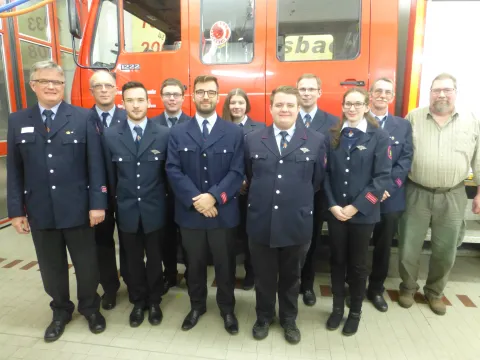 Gewählter Feuerwehrausschuss vlnr.: P. Usbeck, P.  Schüttler, L. Schüttler, T. Rehberg, R. Pfeifer, J. Henning, J.P. Usbeck, R. Kleimeyer, K. Felzer, R. Schmidt, D. Kleber. Nicht auf Foto: A. Schneider